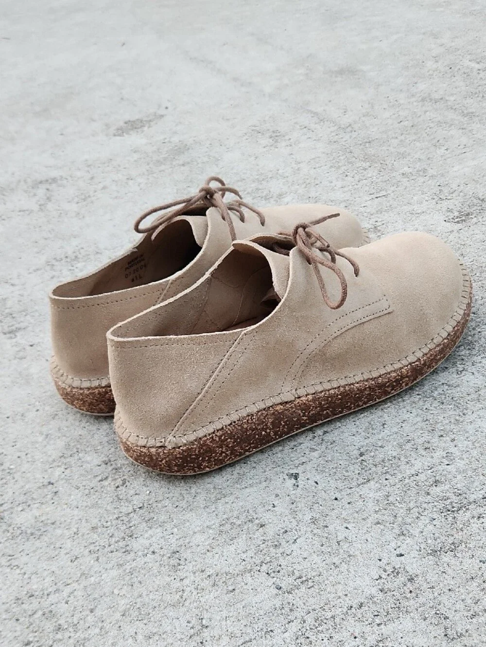 Birkenstock Men's Suede Derby Shoes in Beige,Size 41